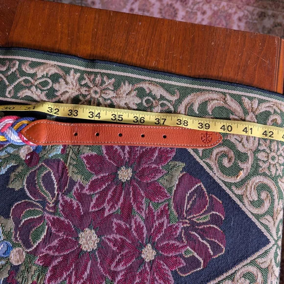 Kiel James Patrick Multicolor Braided Belt with Tan Leather Trim - Picture 5 of 5